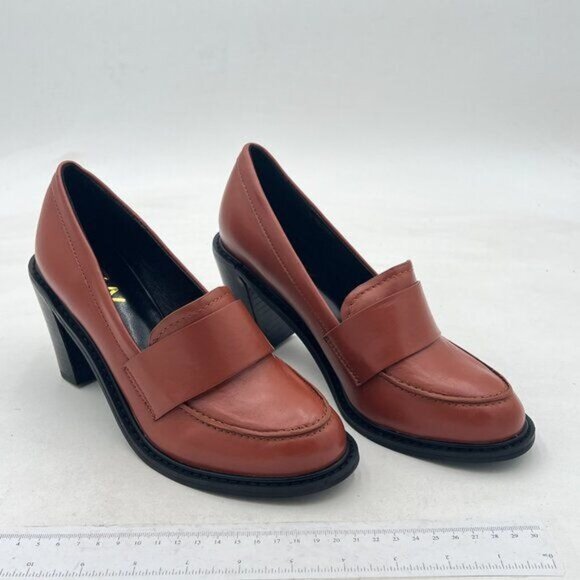 YDN Women Chunky High Heels Round Toe Oxford Loafer Shoes Slip On Office Work - Picture 2 of 7